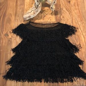 Zara black fringe top